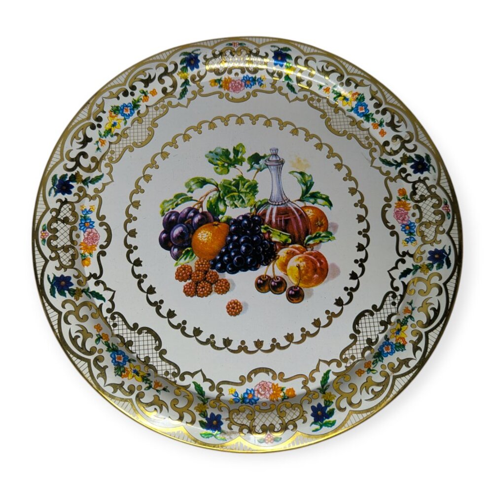 Vintage Daher Decorated Ware Fruits and Wine-Style #825 Daher Styled Tray